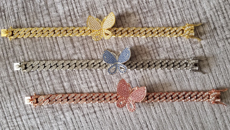 18k Gold Plated Butterfly Cuban Bracelet - Bonafide Glam