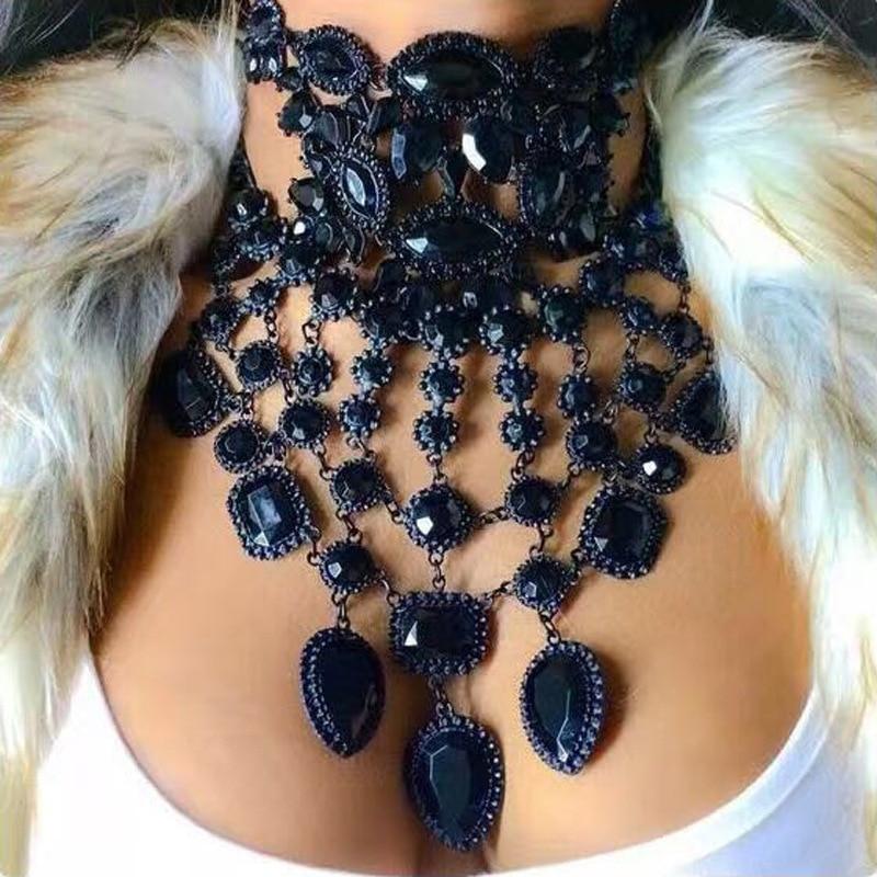 Crystal Icing Statement Necklace- Black – KAY K COUTURE