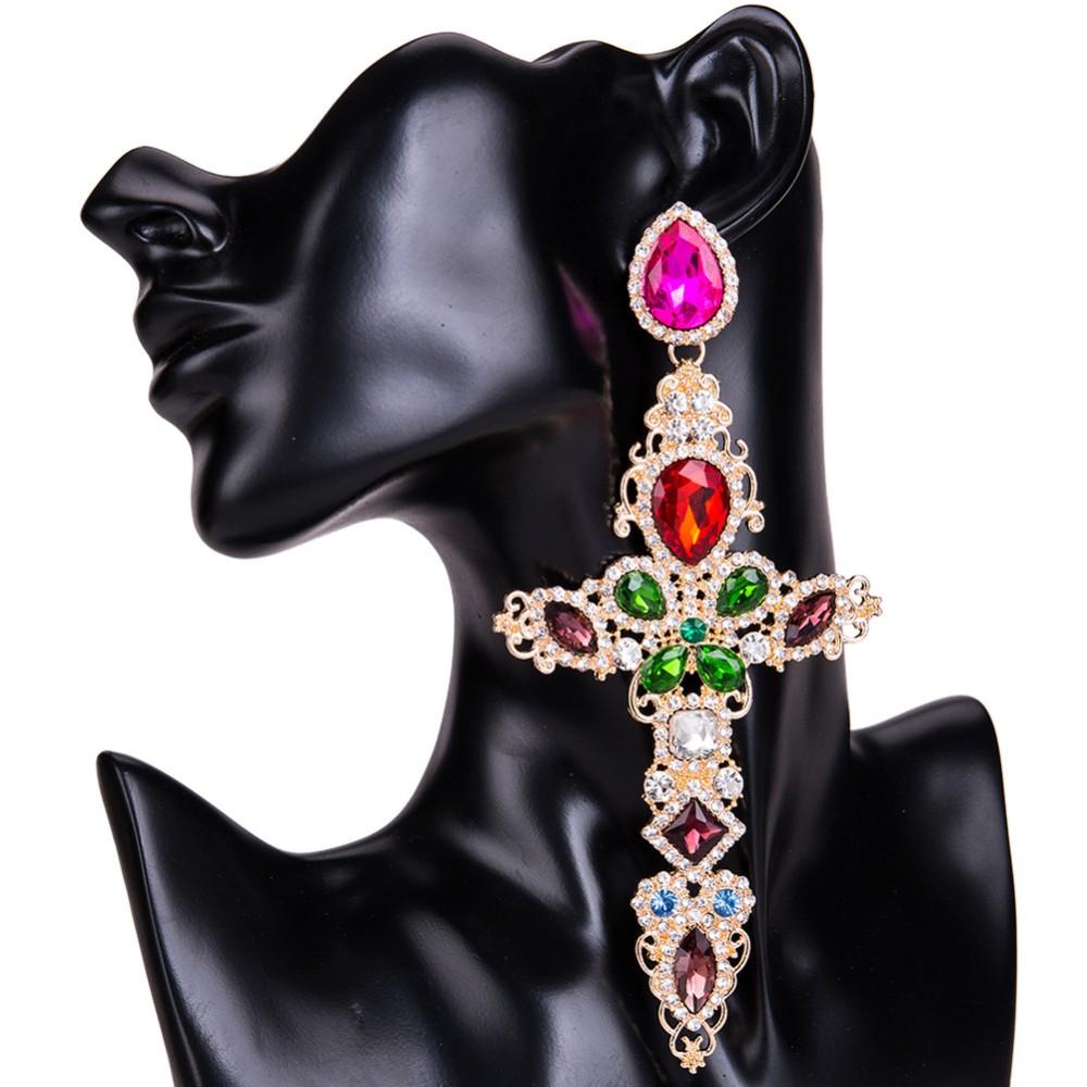 Jeweled Cross Earrings - Bonafide Glam