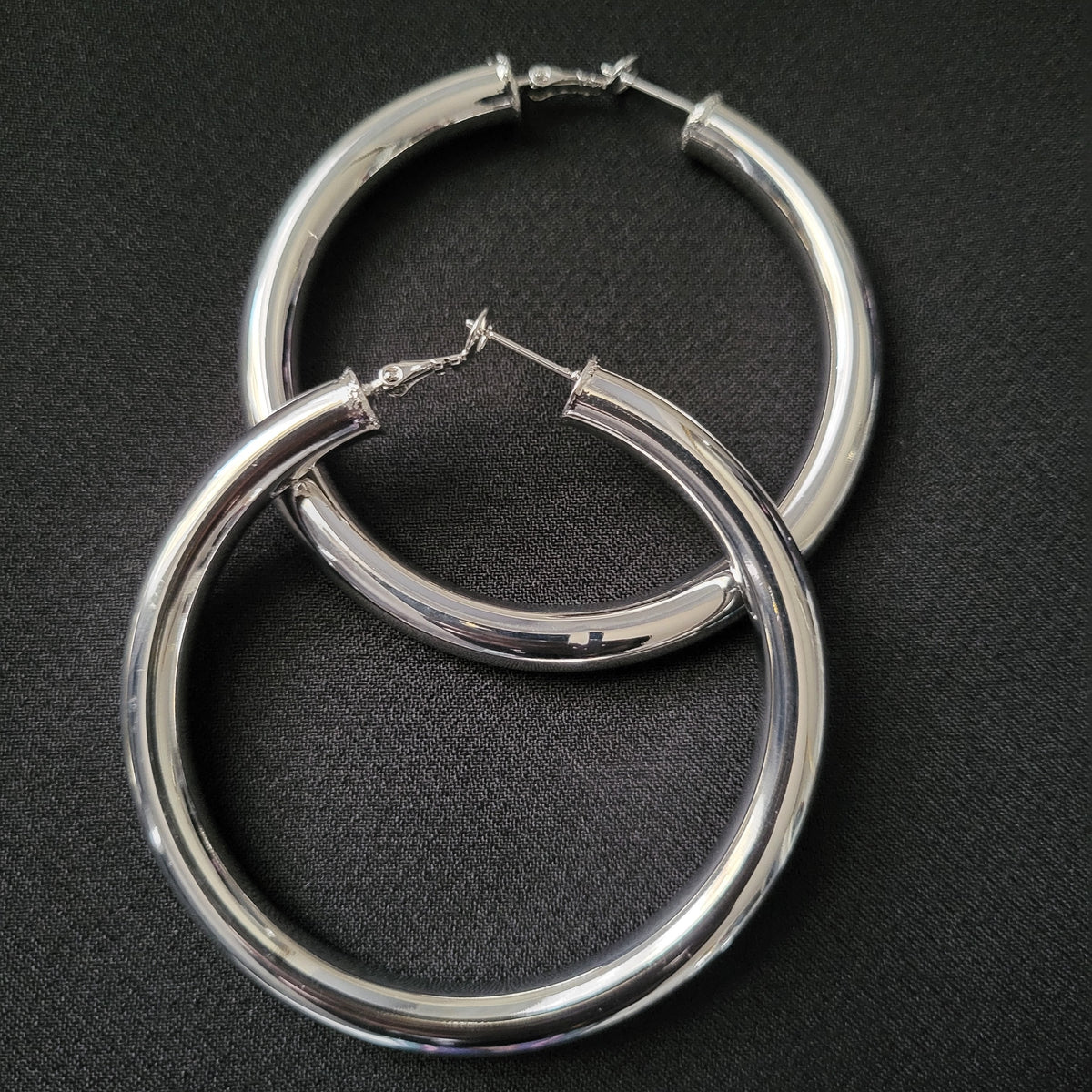 Big thick hot sale silver hoops